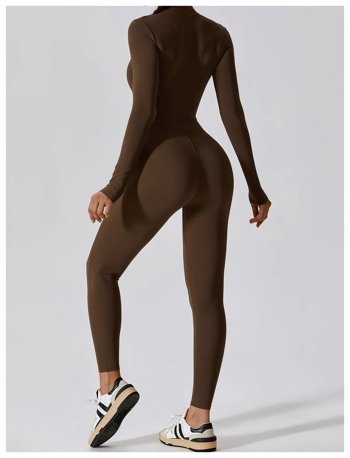 Women's Seamless Zip-Front Full-Length Active Jumpsuit – Anti-Pilling, Breathable Yoga Bodysuit