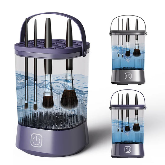 3-in-1 Automatic Electric Makeup Brush Cleaner & Dryer – Rechargeable Type-C Charging Cosmetic Brush Washing Tool