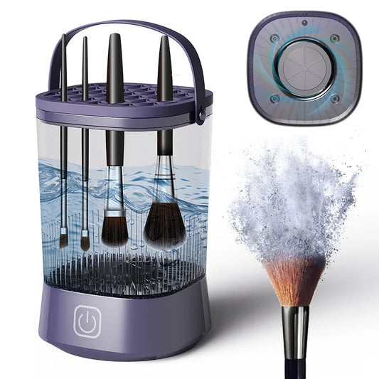 3-in-1 Automatic Electric Makeup Brush Cleaner & Dryer – Rechargeable Type-C Charging Cosmetic Brush Washing Tool