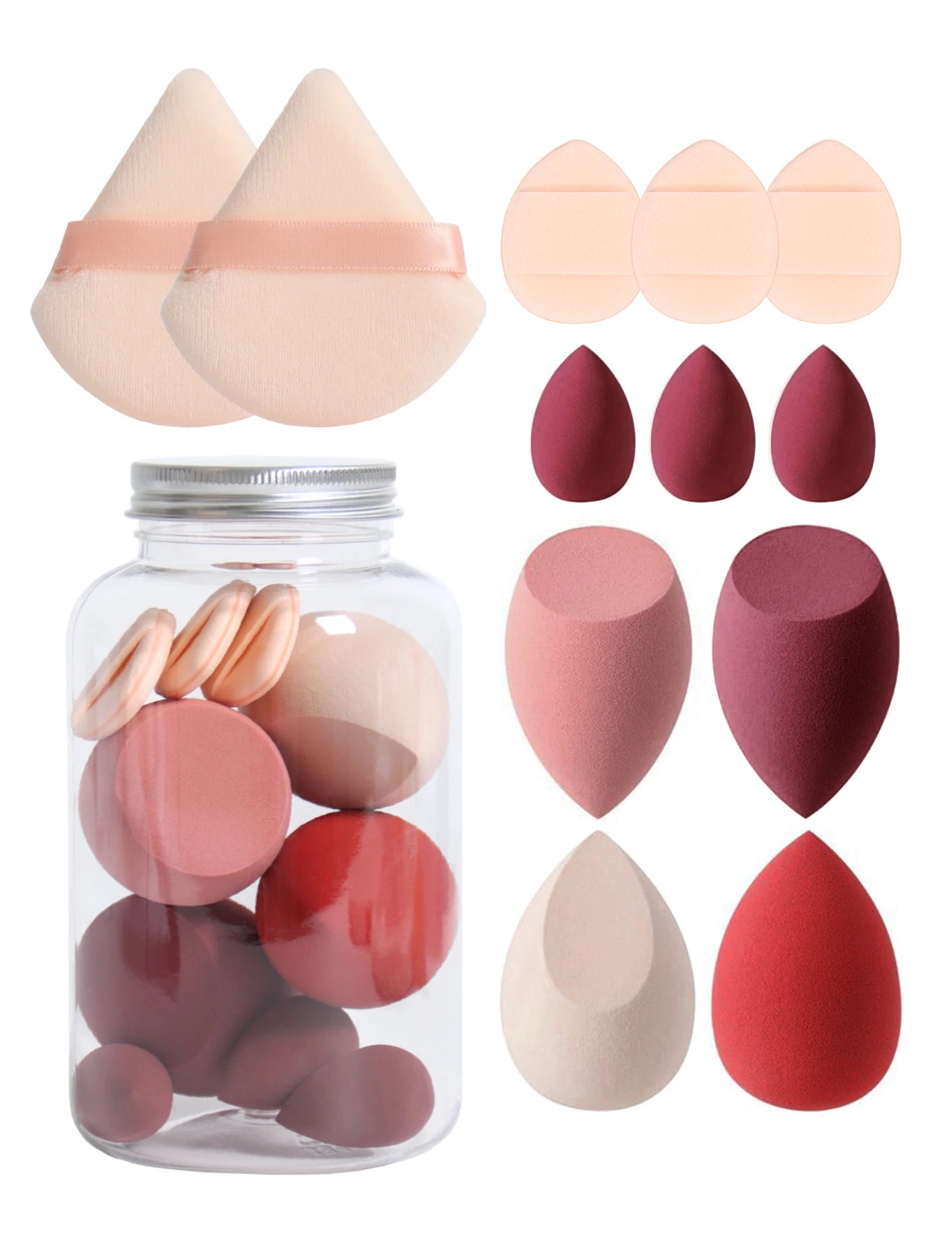 12-Piece Makeup Sponge & Puff Set – Multi-Colour, Soft Blend Finish