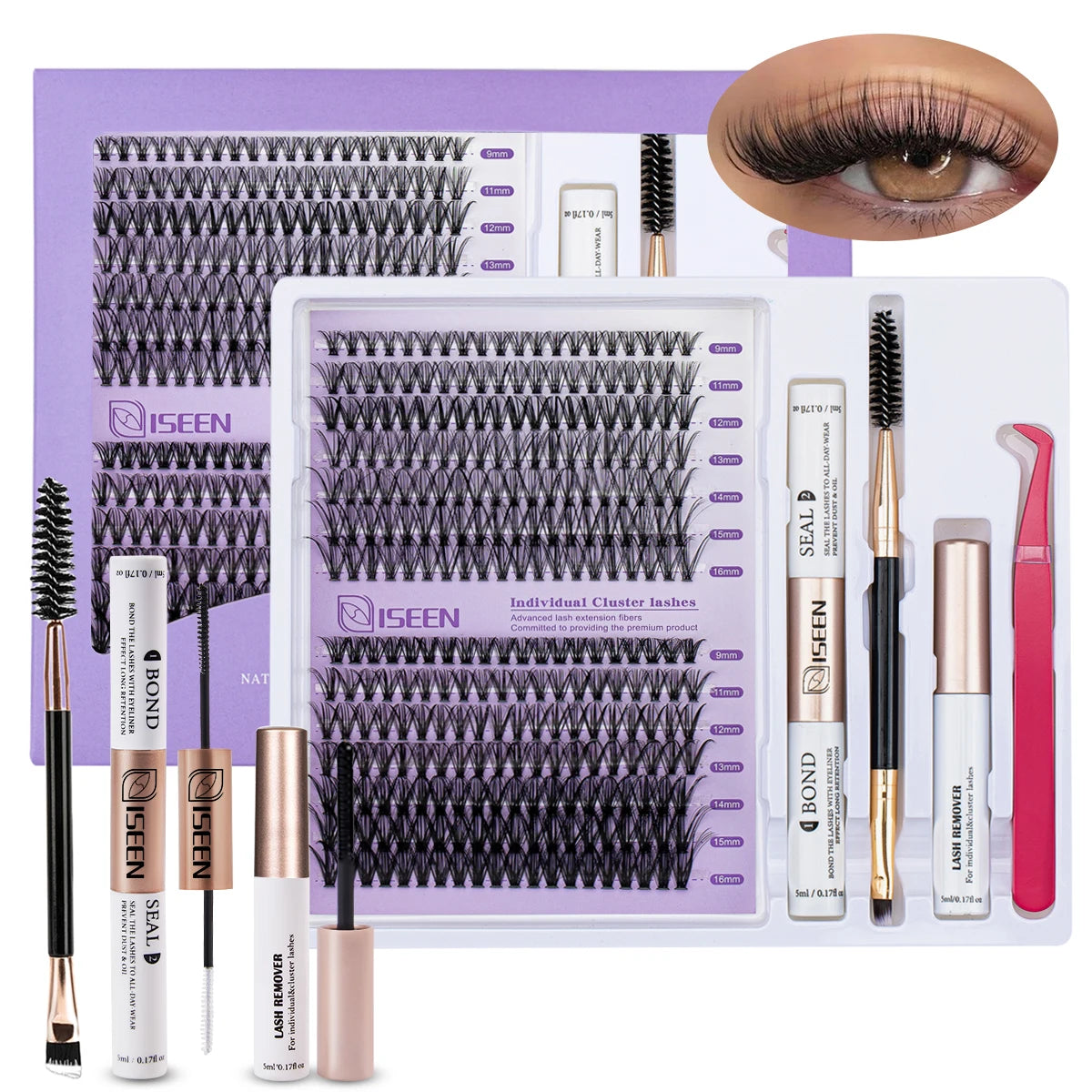 DIY Eyelash Extension Kit – Individual Cluster Lashes with Bond, Seal, Remover & Tools