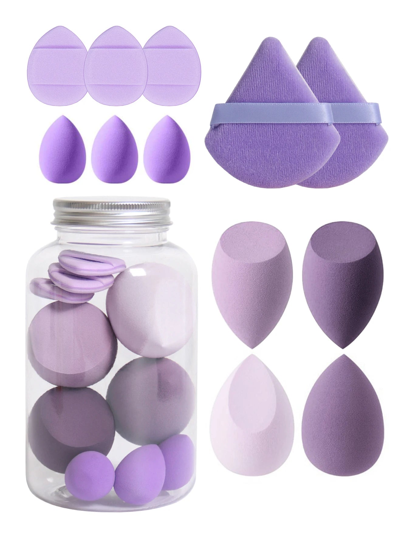 12-Piece Makeup Sponge & Puff Set – Multi-Colour, Soft Blend Finish