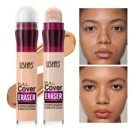 USHAS 12 Color Liquid Concealer Moisturizing Rotating Sponge Head Concealer Long Lasting Lightweight Multi-use Foundation Makeup