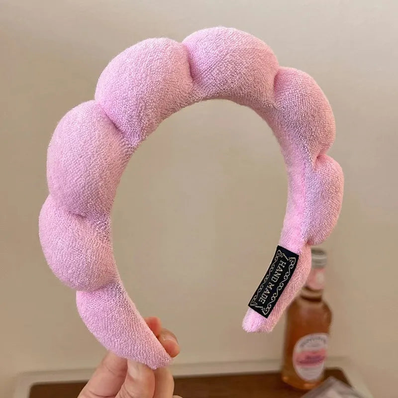 Fluffy Bubble Headband & Wristband Set – For Skincare, Makeup & Face Washing