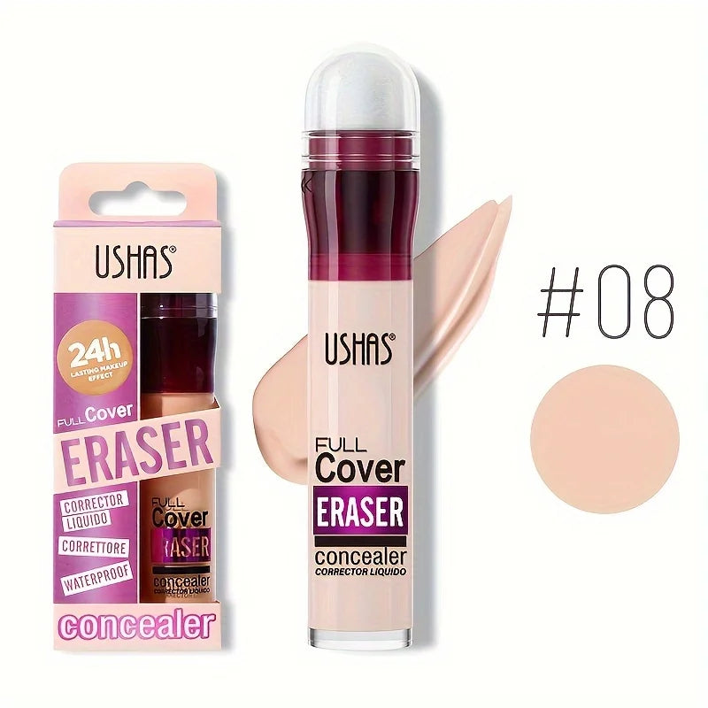 USHAS 12 Color Liquid Concealer Moisturizing Rotating Sponge Head Concealer Long Lasting Lightweight Multi-use Foundation Makeup