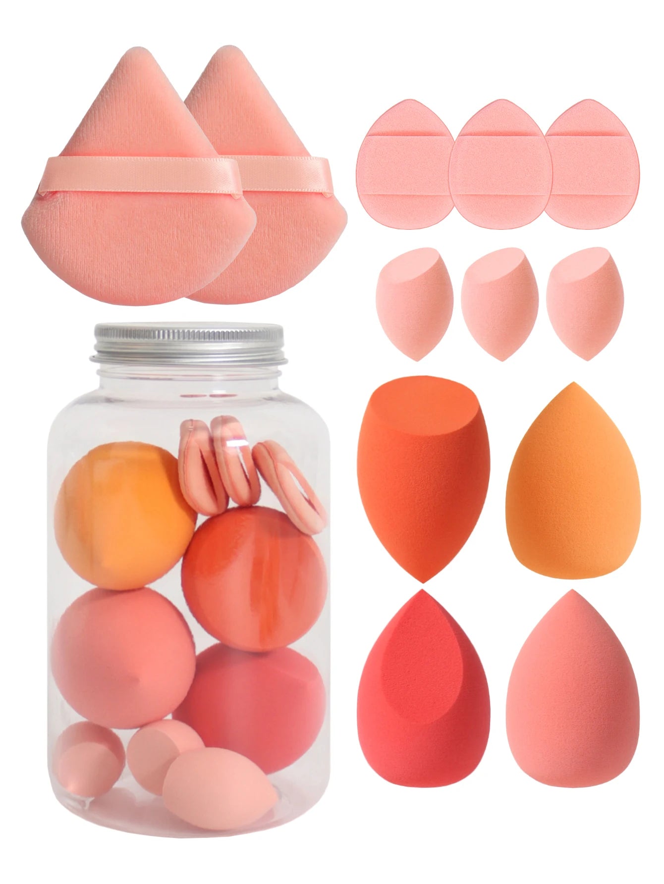 12-Piece Makeup Sponge & Puff Set – Multi-Colour, Soft Blend Finish