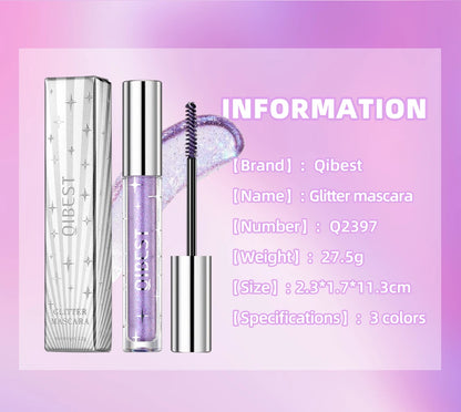 QiBest Glitter Mascara – 4D Silk Fiber Eyelash Lengthening, Curling & Waterproof Mascara