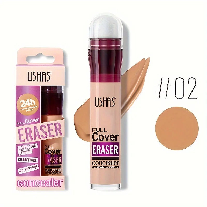 USHAS 12 Color Liquid Concealer Moisturizing Rotating Sponge Head Concealer Long Lasting Lightweight Multi-use Foundation Makeup