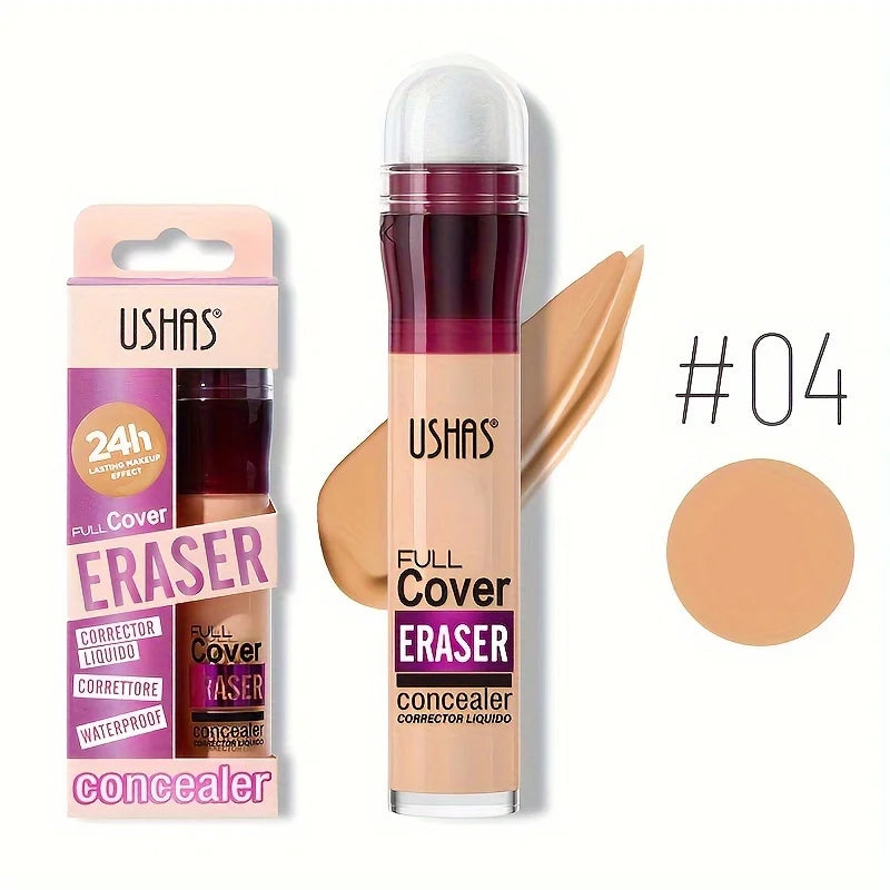 USHAS 12 Color Liquid Concealer Moisturizing Rotating Sponge Head Concealer Long Lasting Lightweight Multi-use Foundation Makeup