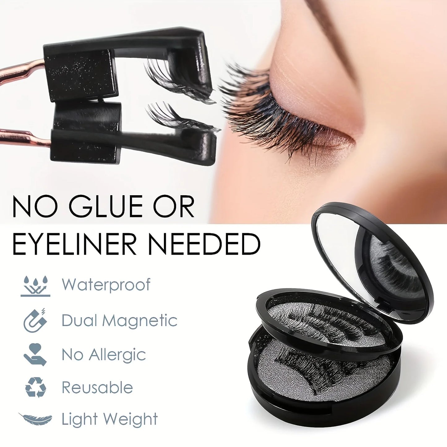 Magnetic 3D DIY Eyelash Set – Natural, Fluffy, & Reusable