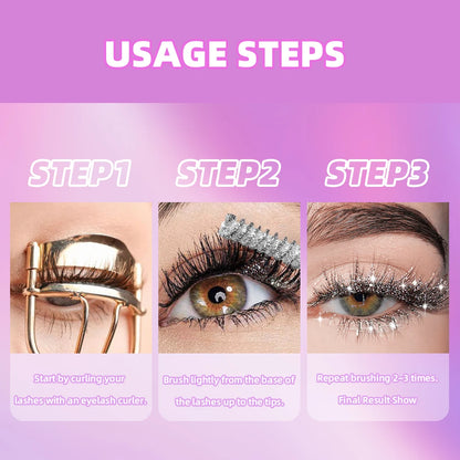 QiBest Glitter Mascara – 4D Silk Fiber Eyelash Lengthening, Curling & Waterproof Mascara