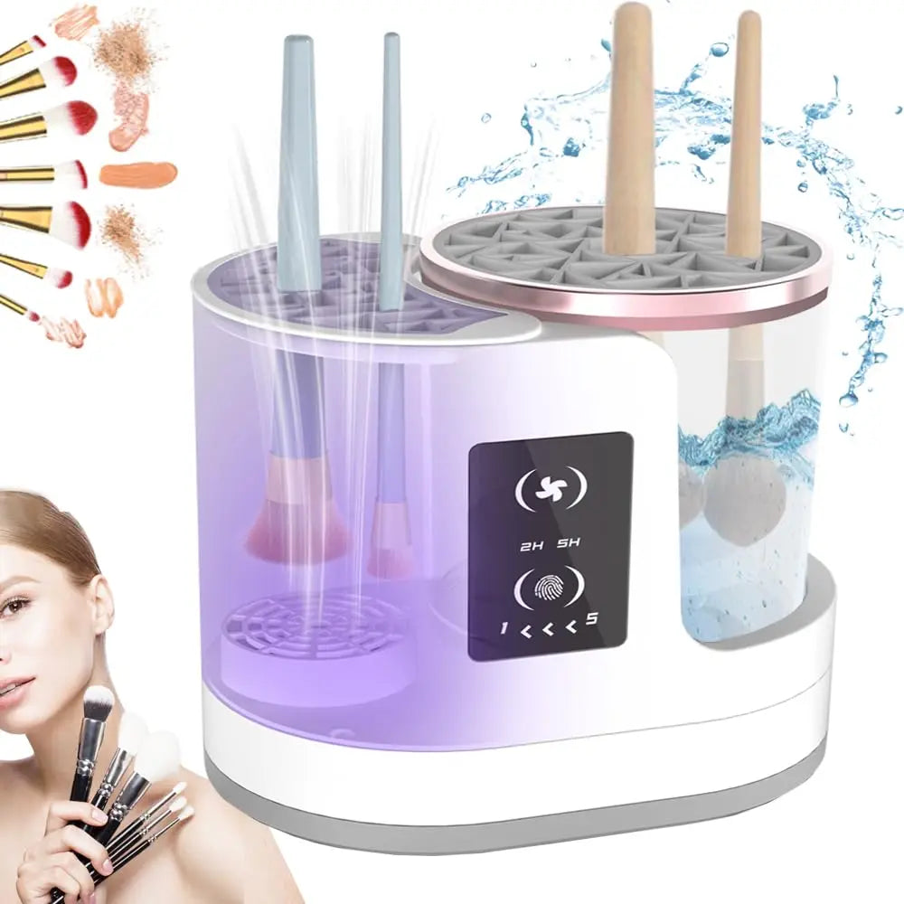 3-in-1 Electric Makeup Brush Cleaner & Dryer – Portable USB Automatic Brush Cleaner and Holder