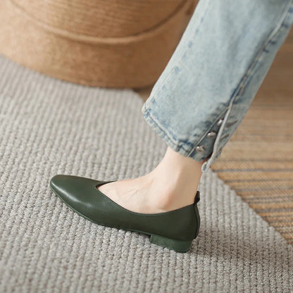 Women’s Soft PU Leather Square Toe Low Heel Pumps – Casual Comfort Shoes