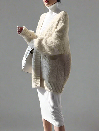 Ribbed Knit Turtleneck Midi Dress with Waist Belt