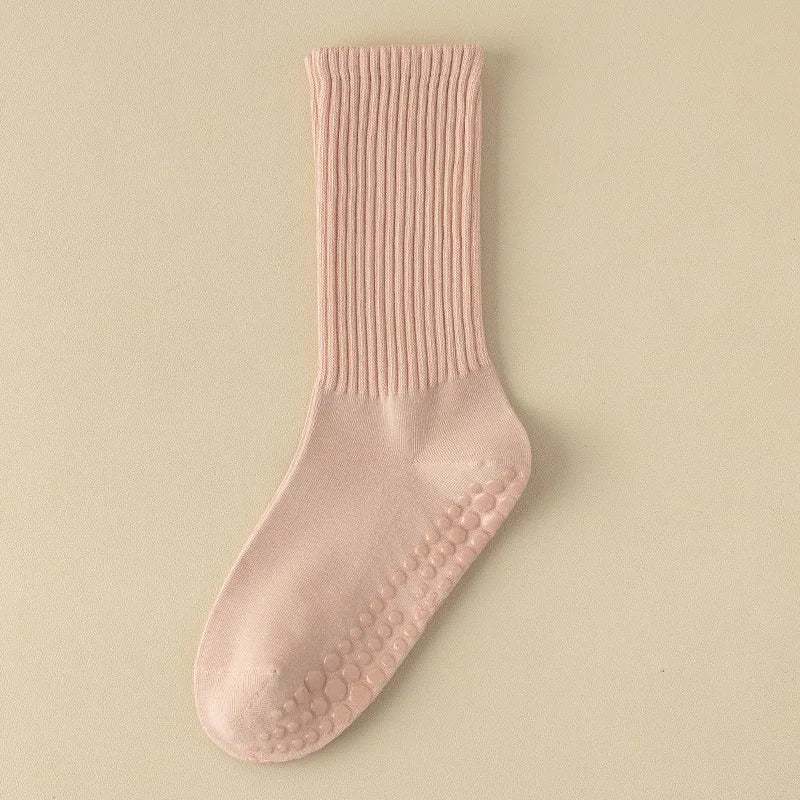 Anti-Slip Yoga Crew Socks for Women – Custom Logo Pilates, Dance, Fitness Grip Hosiery