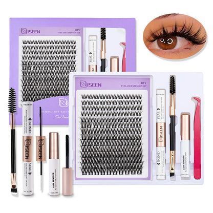DIY Eyelash Extension Kit – Individual Cluster Lashes with Bond, Seal, Remover & Tools