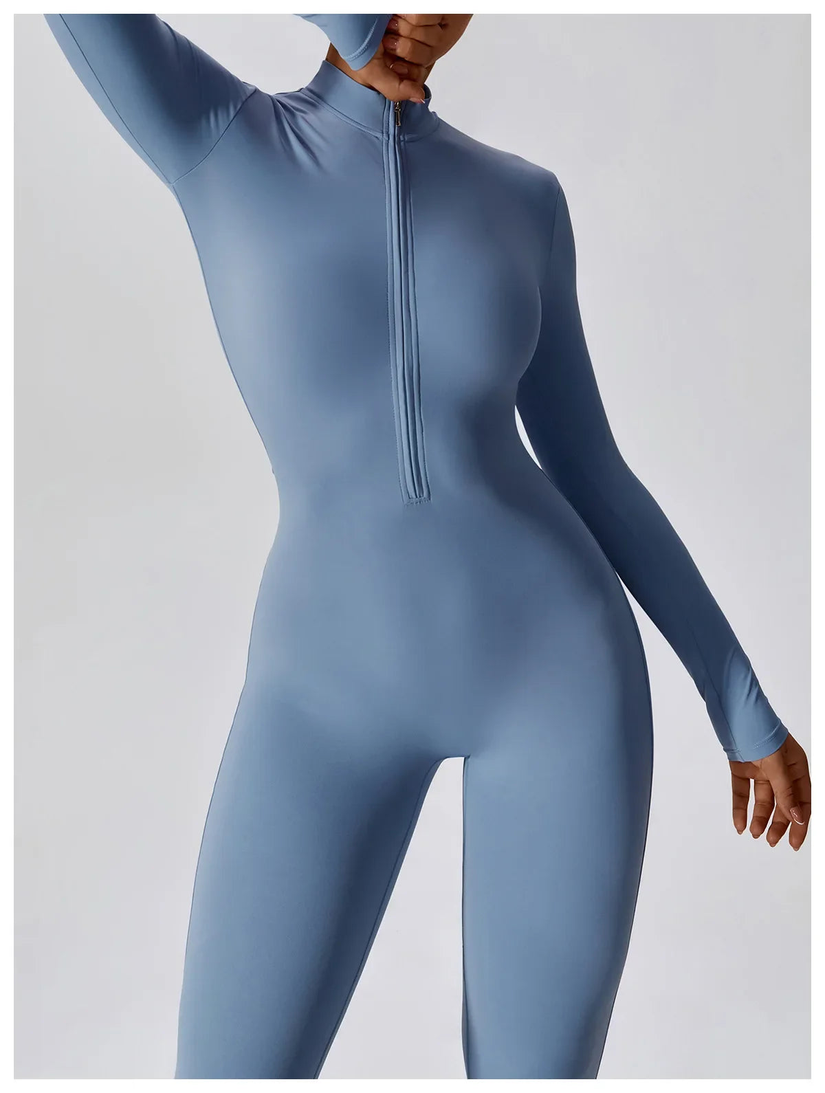 Women's Seamless Zip-Front Full-Length Active Jumpsuit – Anti-Pilling, Breathable Yoga Bodysuit