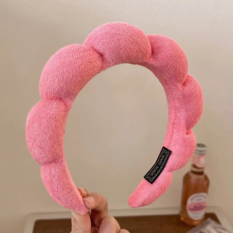 Fluffy Bubble Headband & Wristband Set – For Skincare, Makeup & Face Washing
