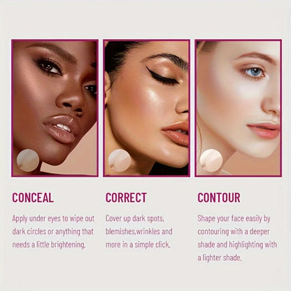 USHAS 12 Color Liquid Concealer Moisturizing Rotating Sponge Head Concealer Long Lasting Lightweight Multi-use Foundation Makeup
