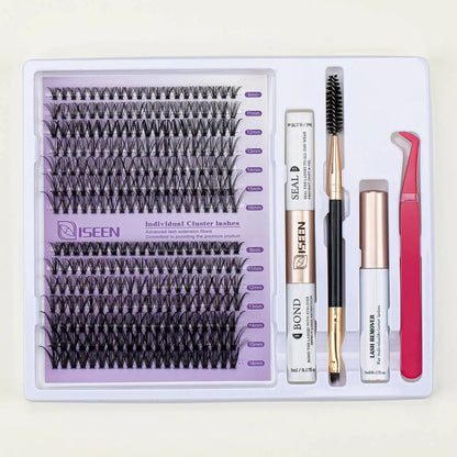 DIY Eyelash Extension Kit – Individual Cluster Lashes with Bond, Seal, Remover & Tools