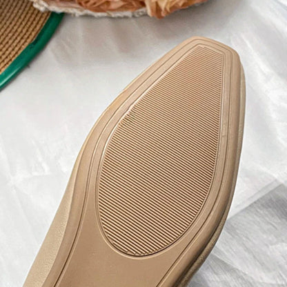 Women’s Soft PU Leather Square Toe Low Heel Pumps – Casual Comfort Shoes