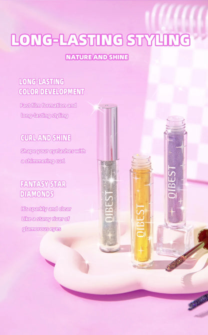 QiBest Glitter Mascara – 4D Silk Fiber Eyelash Lengthening, Curling & Waterproof Mascara