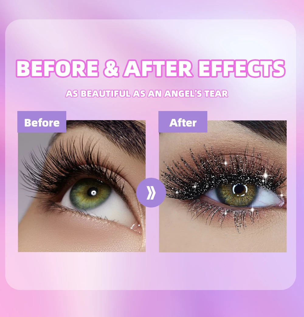 QiBest Glitter Mascara – 4D Silk Fiber Eyelash Lengthening, Curling & Waterproof Mascara