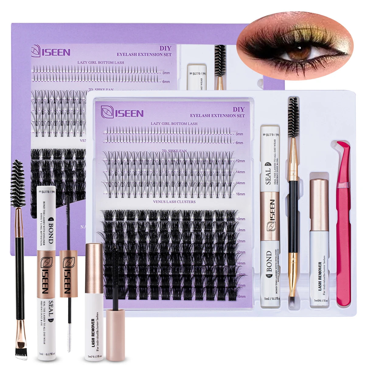 DIY Eyelash Extension Kit – Individual Cluster Lashes with Bond, Seal, Remover & Tools