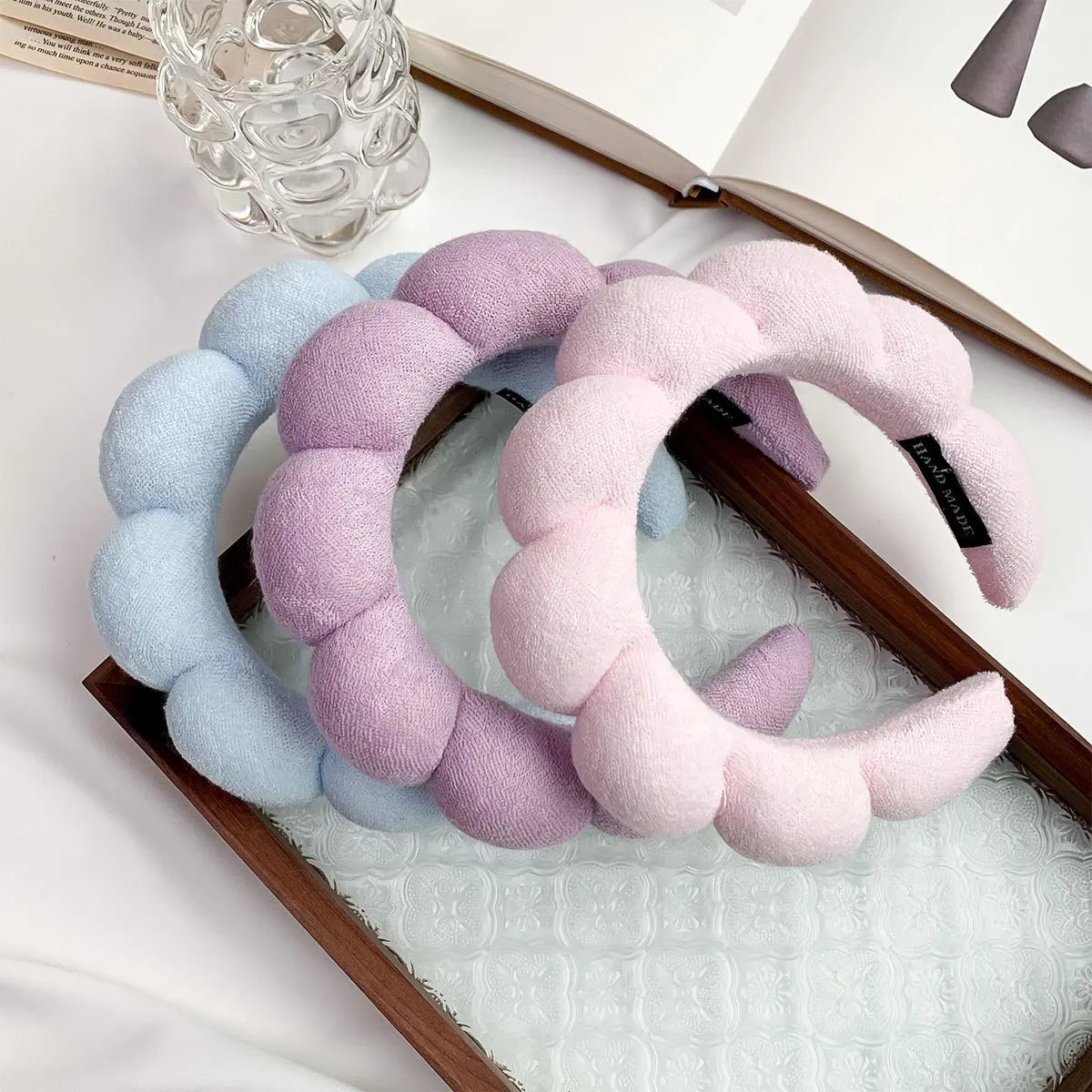 Fluffy Bubble Headband & Wristband Set – For Skincare, Makeup & Face Washing