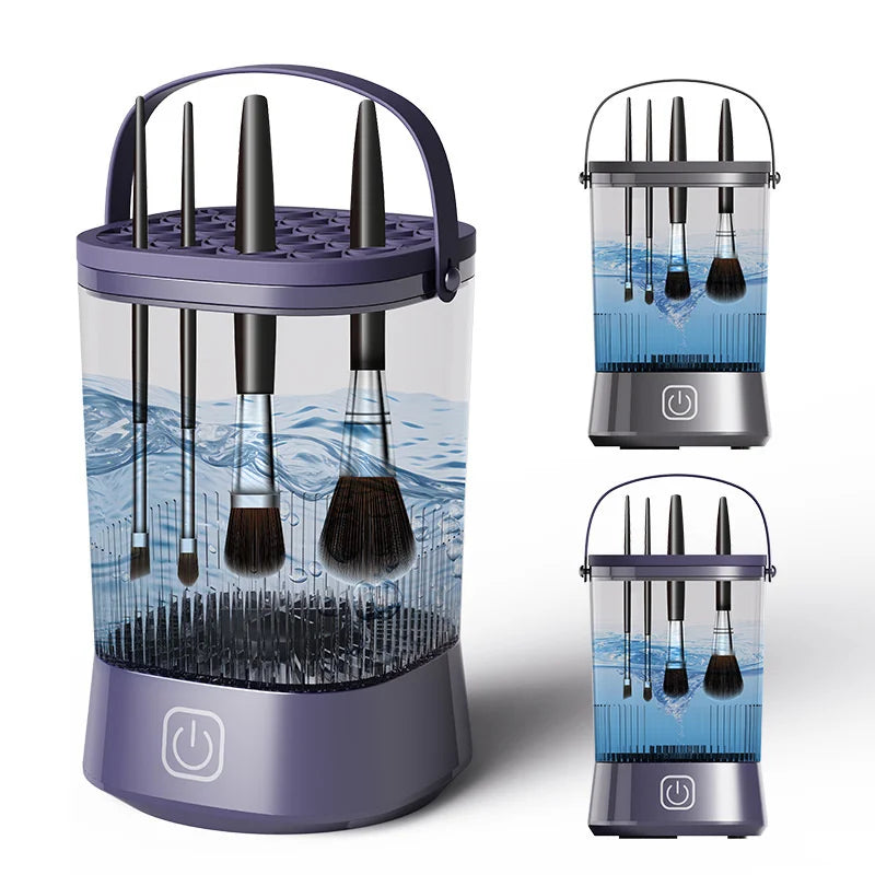 3-in-1 Automatic Electric Makeup Brush Cleaner & Dryer – Rechargeable Type-C Charging Cosmetic Brush Washing Tool