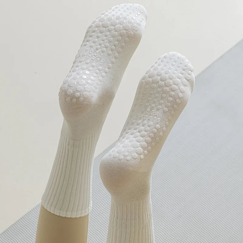 Anti-Slip Yoga Crew Socks for Women – Custom Logo Pilates, Dance, Fitness Grip Hosiery