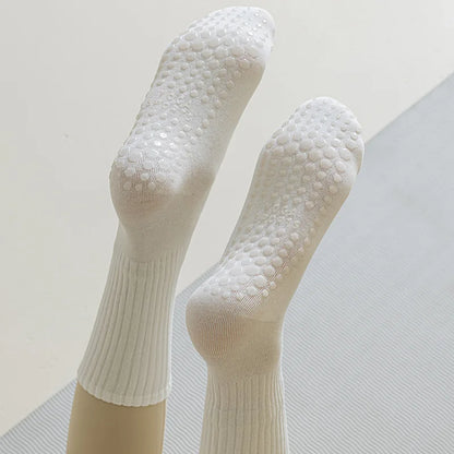 Anti-Slip Yoga Crew Socks for Women – Custom Logo Pilates, Dance, Fitness Grip Hosiery