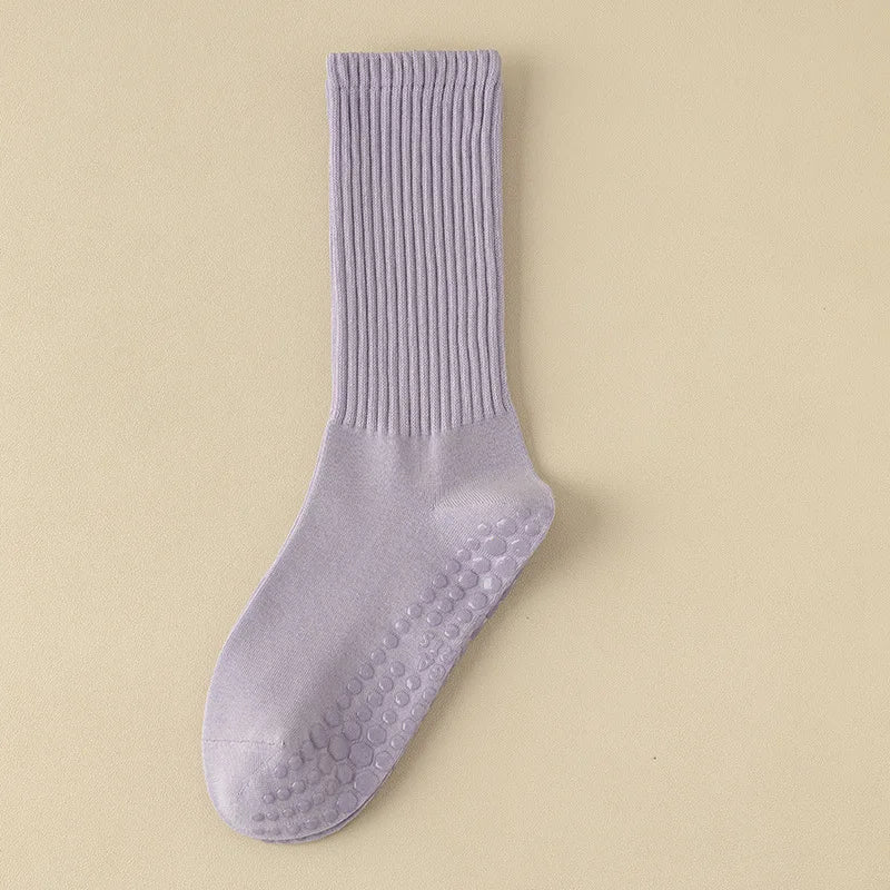 Anti-Slip Yoga Crew Socks for Women – Custom Logo Pilates, Dance, Fitness Grip Hosiery