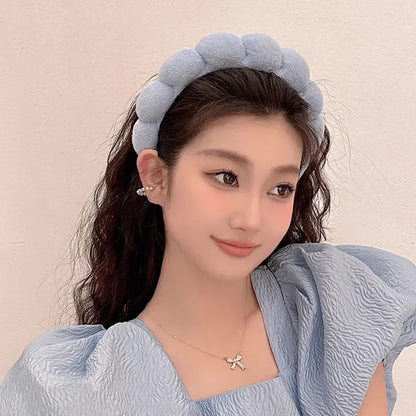 Fluffy Bubble Headband & Wristband Set – For Skincare, Makeup & Face Washing