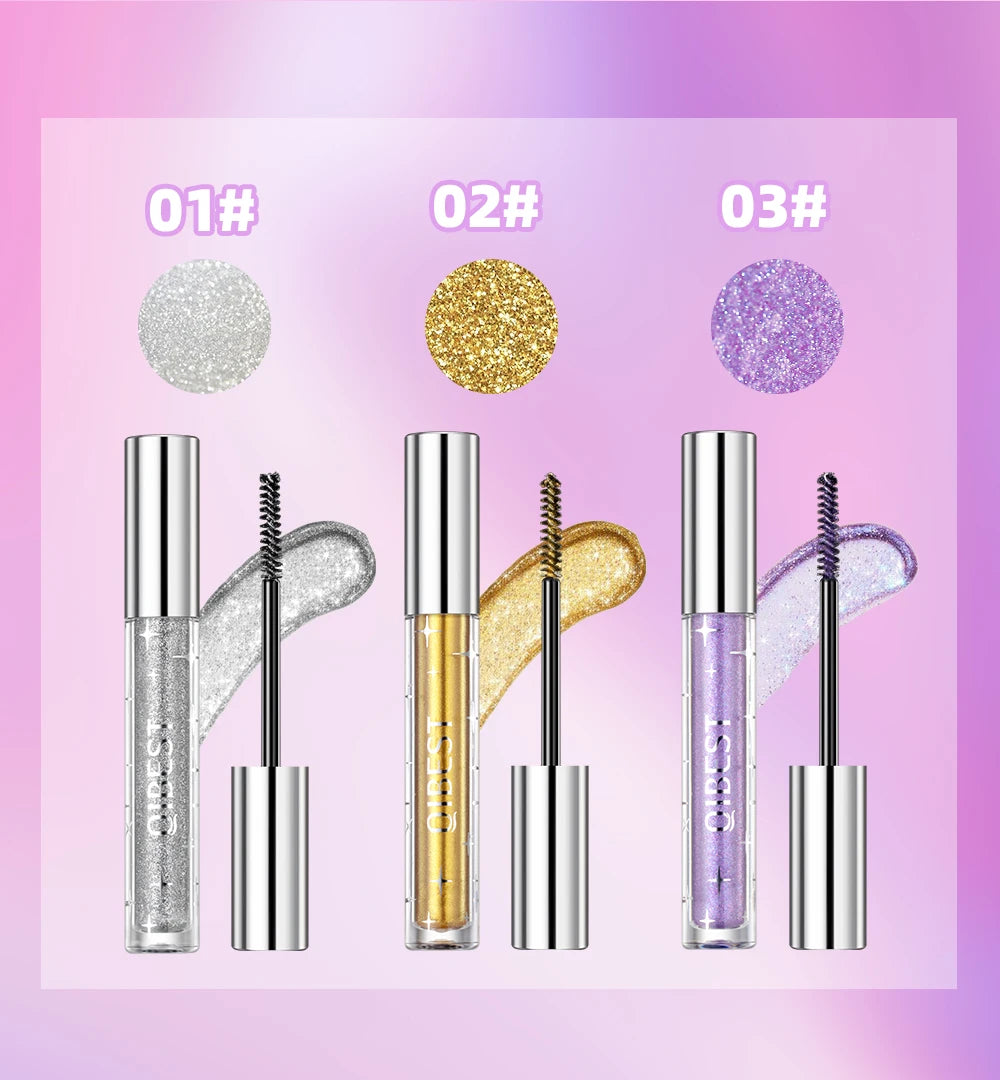 QiBest Glitter Mascara – 4D Silk Fiber Eyelash Lengthening, Curling & Waterproof Mascara
