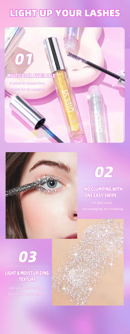 QiBest Glitter Mascara – 4D Silk Fiber Eyelash Lengthening, Curling & Waterproof Mascara