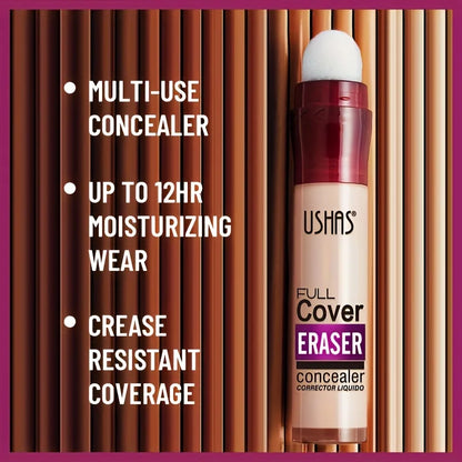 USHAS 12 Color Liquid Concealer Moisturizing Rotating Sponge Head Concealer Long Lasting Lightweight Multi-use Foundation Makeup