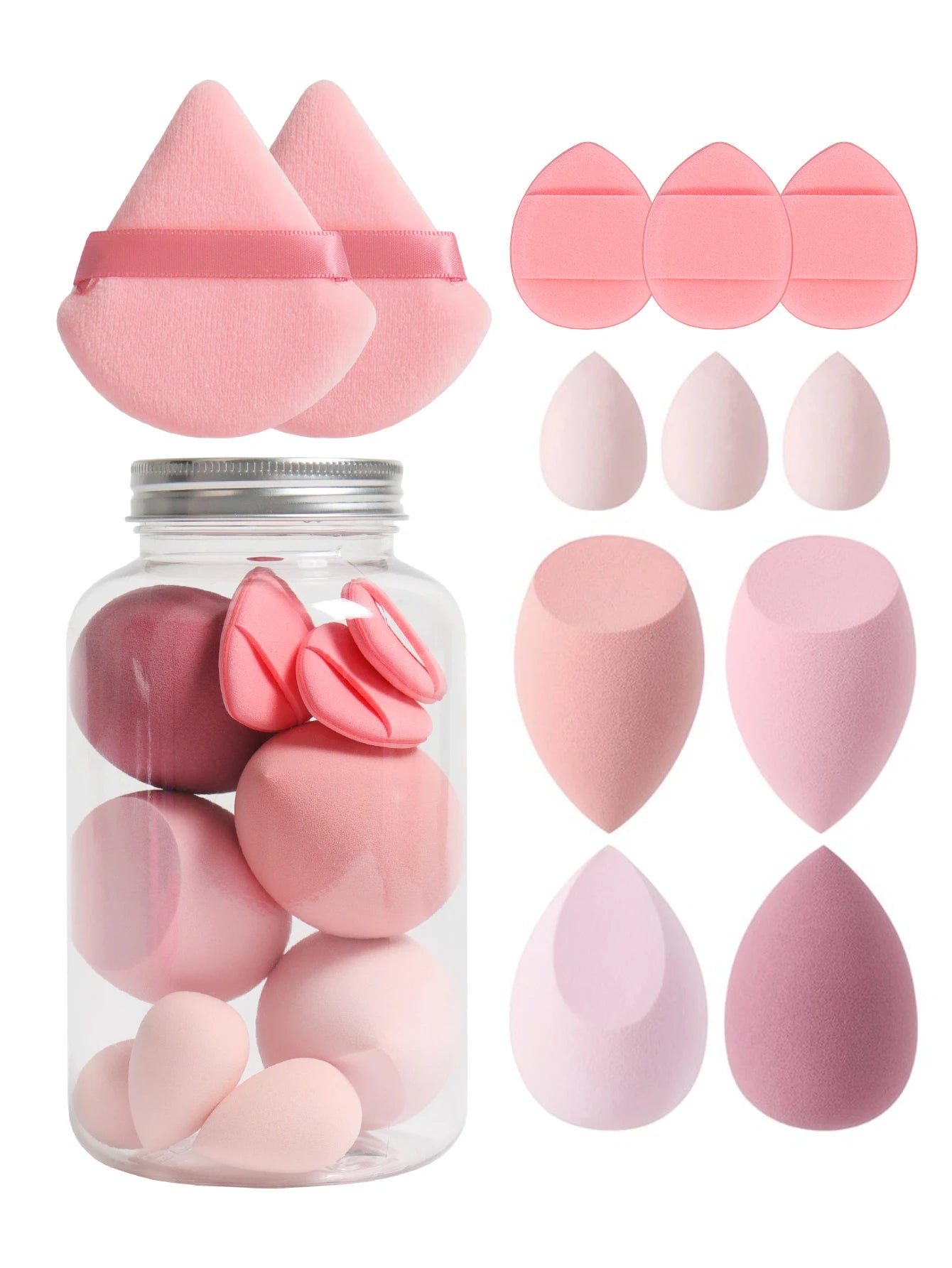 12-Piece Makeup Sponge & Puff Set – Multi-Colour, Soft Blend Finish