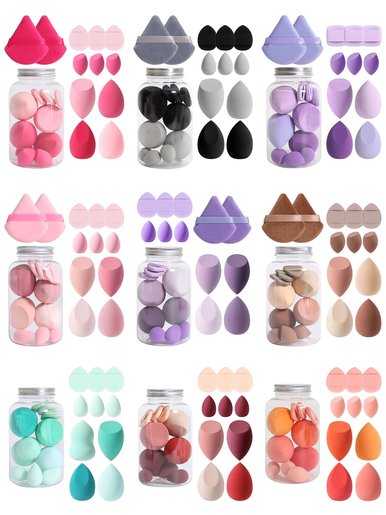 12-Piece Makeup Sponge & Puff Set – Multi-Colour, Soft Blend Finish