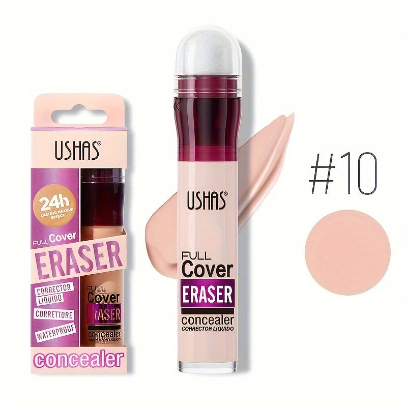 USHAS 12 Color Liquid Concealer Moisturizing Rotating Sponge Head Concealer Long Lasting Lightweight Multi-use Foundation Makeup