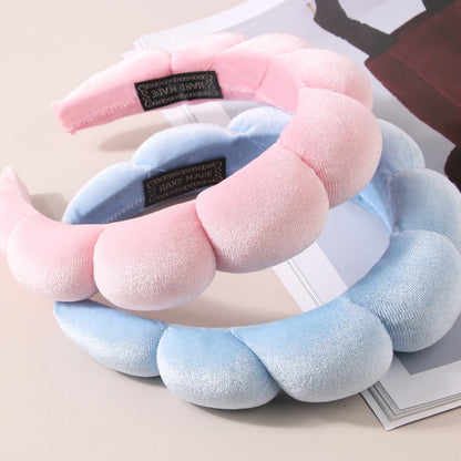 Fluffy Bubble Headband & Wristband Set – For Skincare, Makeup & Face Washing