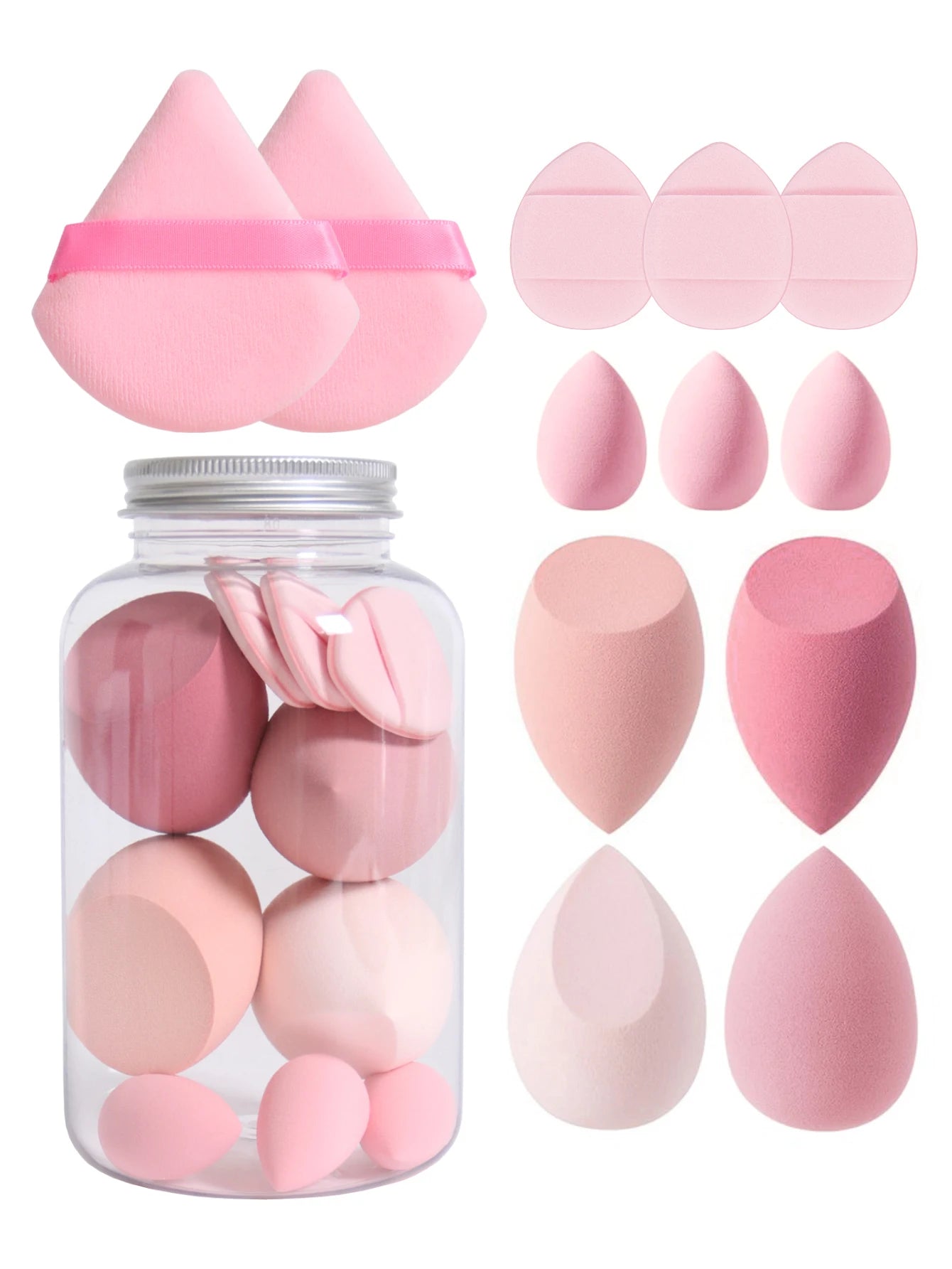 12-Piece Makeup Sponge & Puff Set – Multi-Colour, Soft Blend Finish
