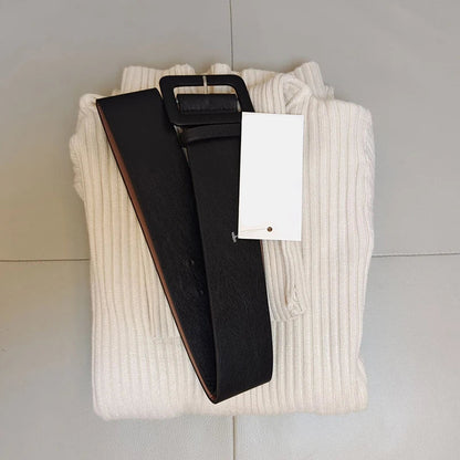 Ribbed Knit Turtleneck Midi Dress with Waist Belt