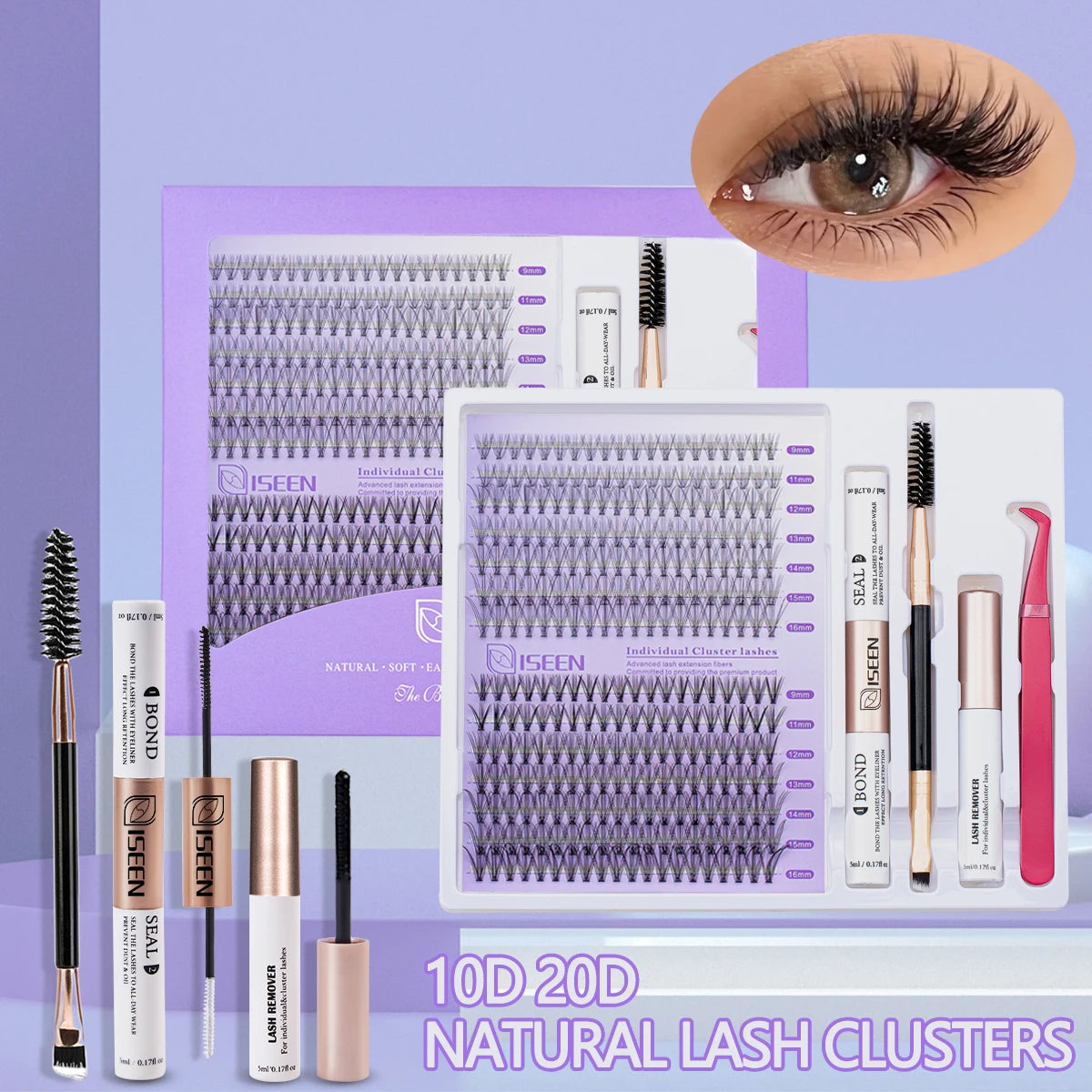 DIY Eyelash Extension Kit – Individual Cluster Lashes with Bond, Seal, Remover & Tools