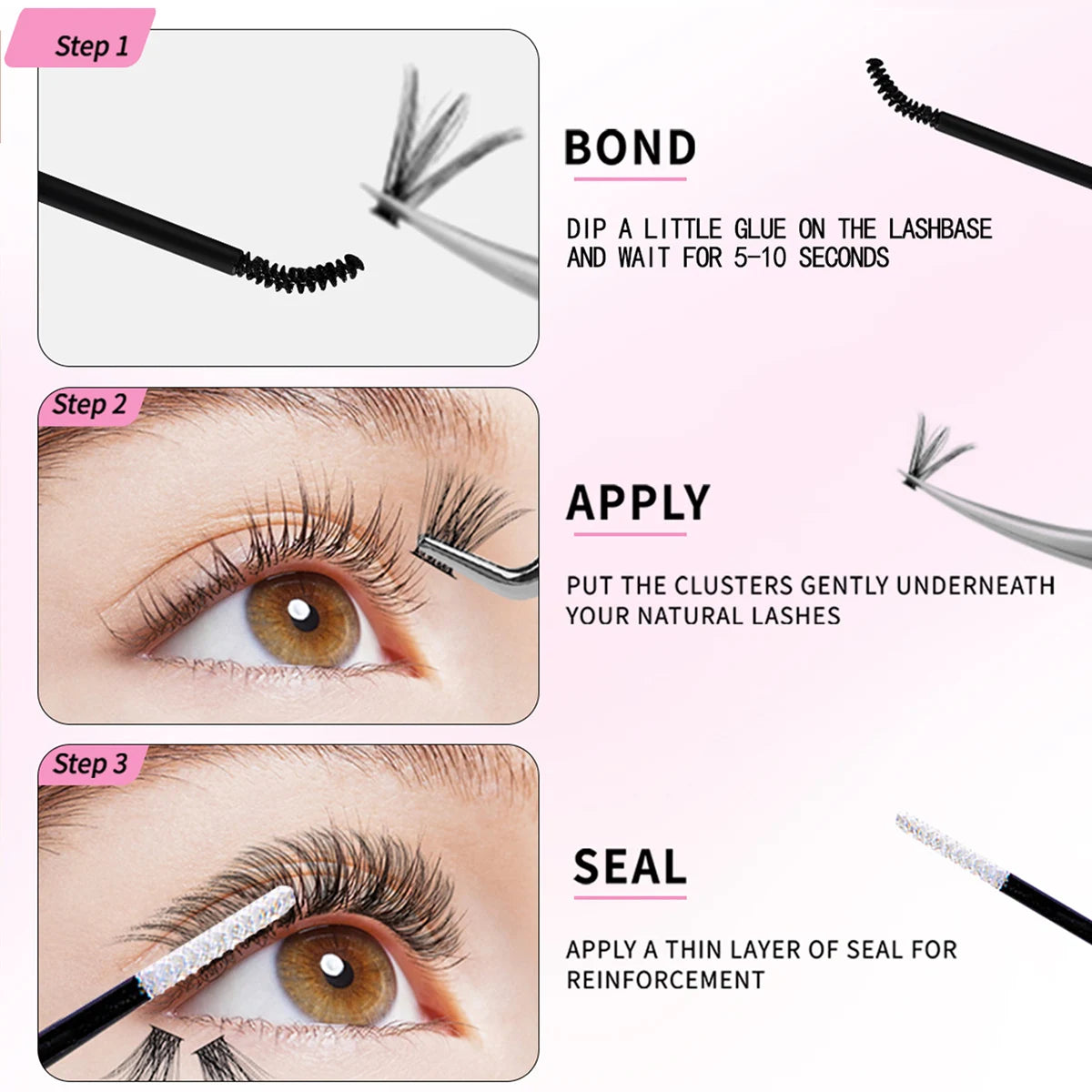 DIY Eyelash Extension Kit – Individual Cluster Lashes with Bond, Seal, Remover & Tools