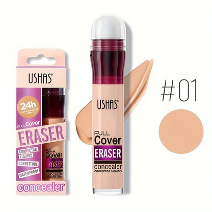 USHAS 12 Color Liquid Concealer Moisturizing Rotating Sponge Head Concealer Long Lasting Lightweight Multi-use Foundation Makeup