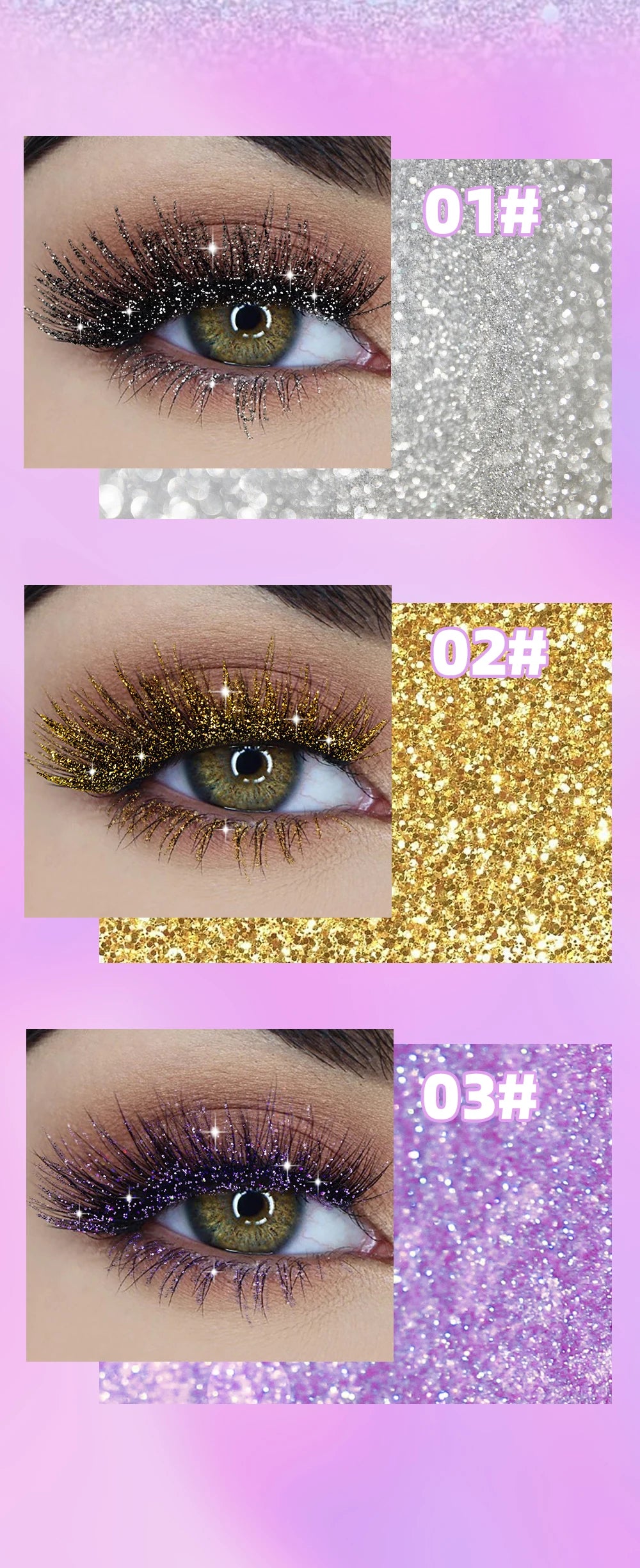 QiBest Glitter Mascara – 4D Silk Fiber Eyelash Lengthening, Curling & Waterproof Mascara