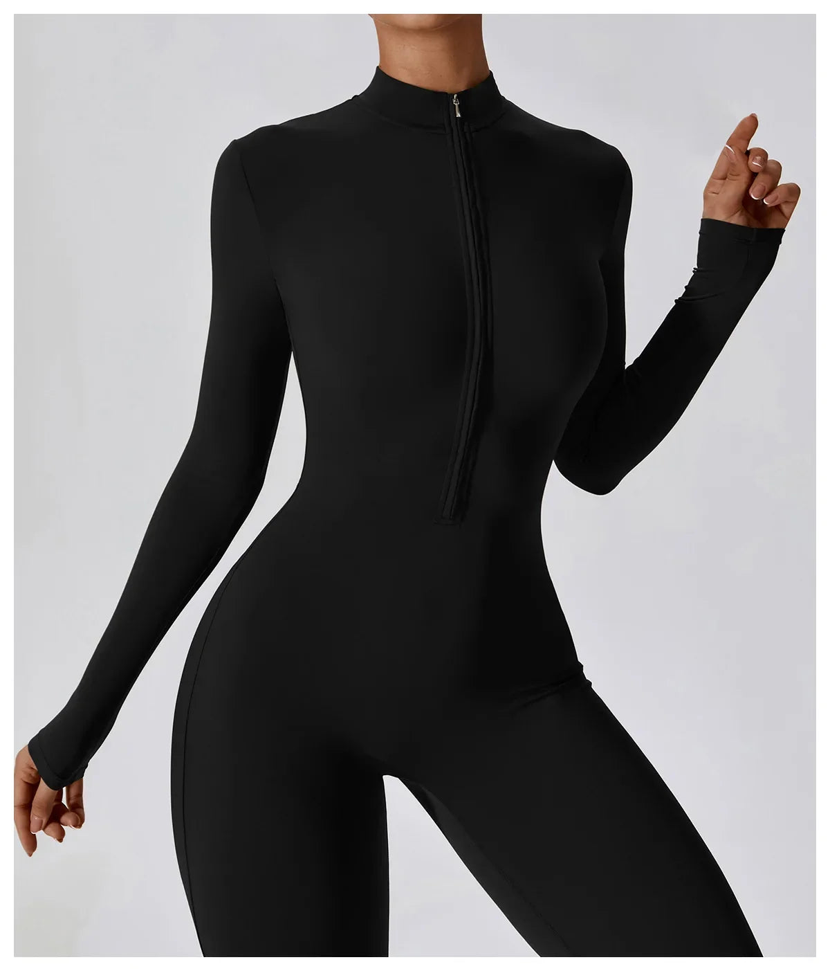 Women's Seamless Zip-Front Full-Length Active Jumpsuit – Anti-Pilling, Breathable Yoga Bodysuit