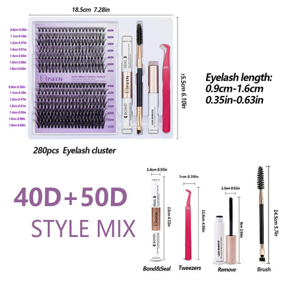 DIY Eyelash Extension Kit – Individual Cluster Lashes with Bond, Seal, Remover & Tools