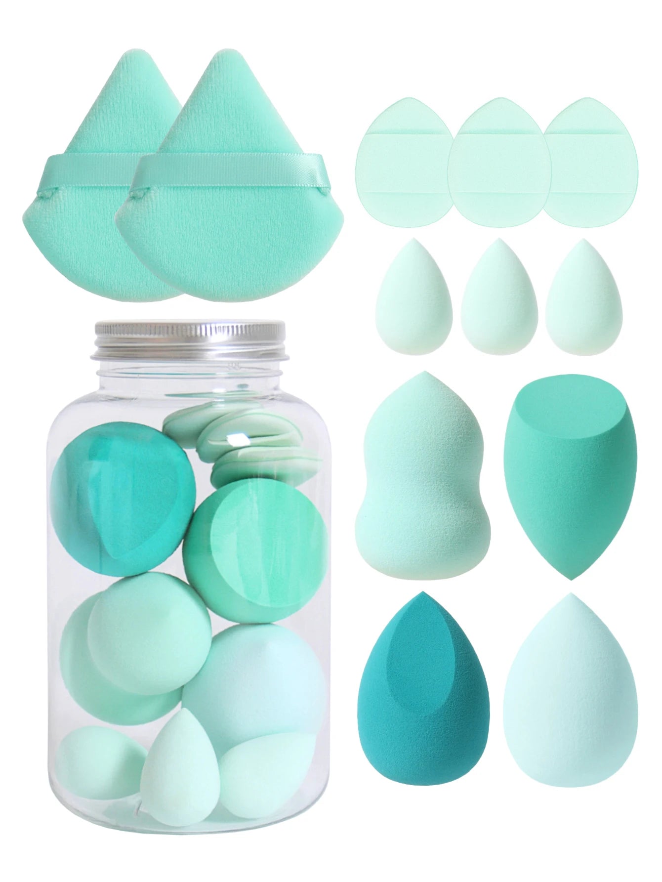12-Piece Makeup Sponge & Puff Set – Multi-Colour, Soft Blend Finish